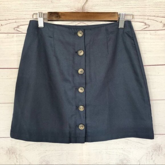 Forever 21 Navy Blue A-Line Button Down Mini Skirt S - Picture 2 of 3